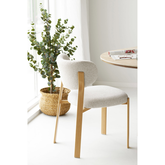Scaun dining Savina  alb natural si nuante nisipiu [6]