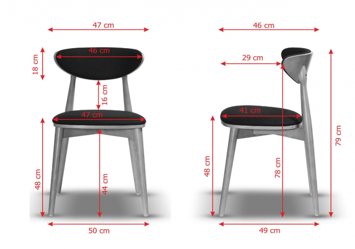 Scaun dining, tapițat în textil negru - VESTA-2 [5]