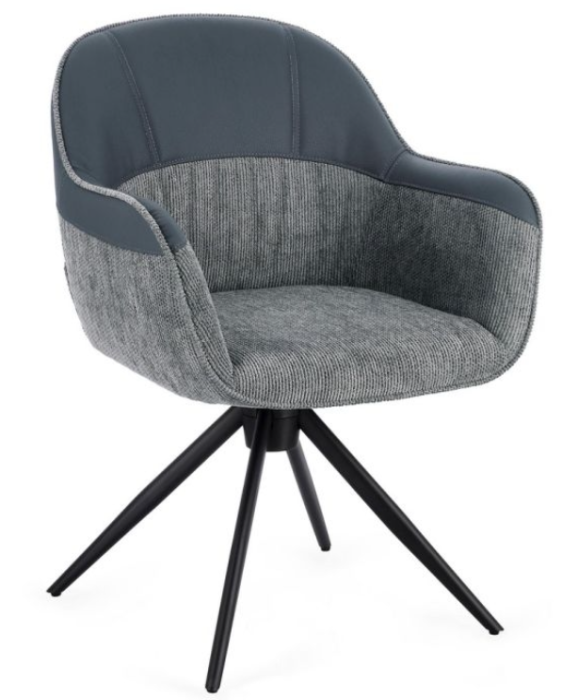 Scaun pivotant, tapițerie textilă și piele ecologică  - ISOTTA GRI [1]