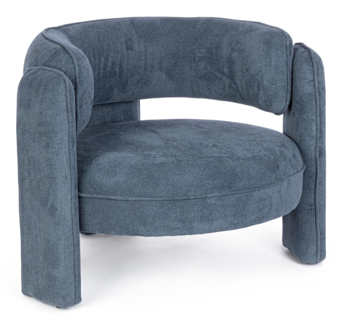 Fotoliu, tapițat în material textil culoare denim - AISHA BLUE [1]