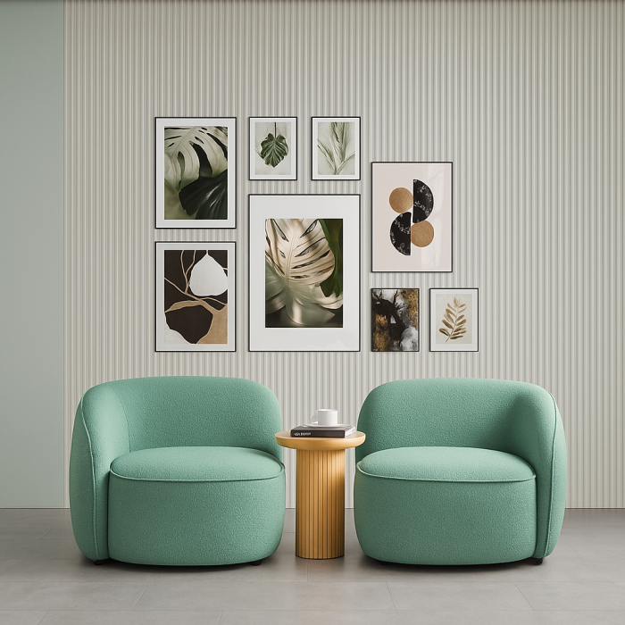 Set 2 fotolii, textil boucle verde mentă - LISABONA [2]