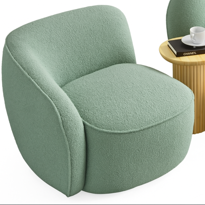 Set 2 fotolii, textil boucle verde mentă - LISABONA [1]