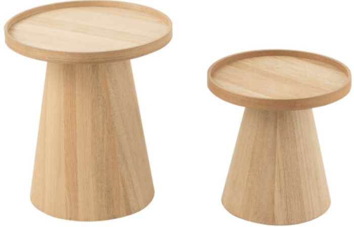 Set 2 mese laterale rotunde din lemn natural - ROUND EDGES [5]