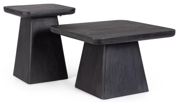 Set măsuțe din lemn de mango, negre - FUJI SQUARE [4]