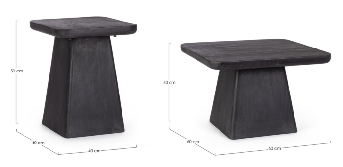 Set măsuțe din lemn de mango, negre - FUJI SQUARE [5]