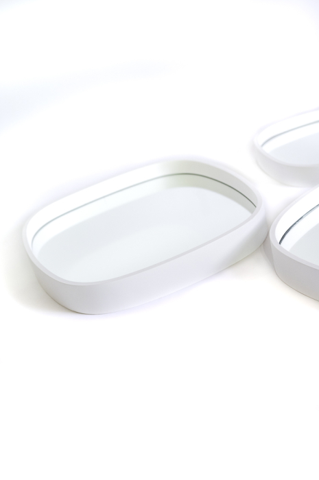 Set de 3 oglinzi ovale cu ramă albă - OVAL [3]