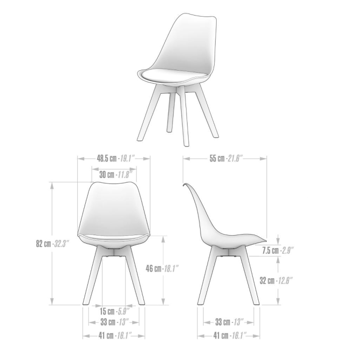 Set de 4 scaune galbene cu picioare din lemn de fag - GRETA [4]