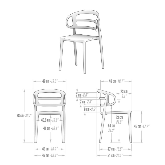 Set de 4 scaune din polipropilenă, negru - CARLOTTA [2]