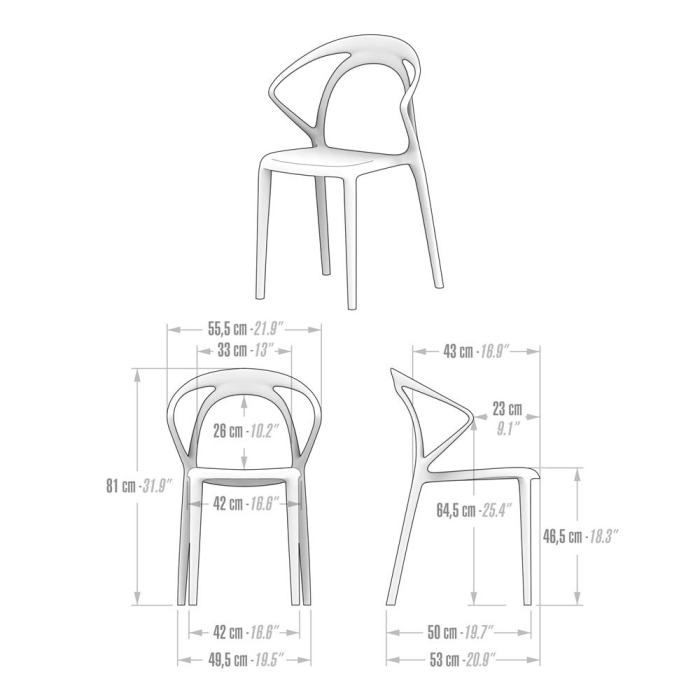Set de 4 scaune din polipropilenă, negru - OLIVIA [3]