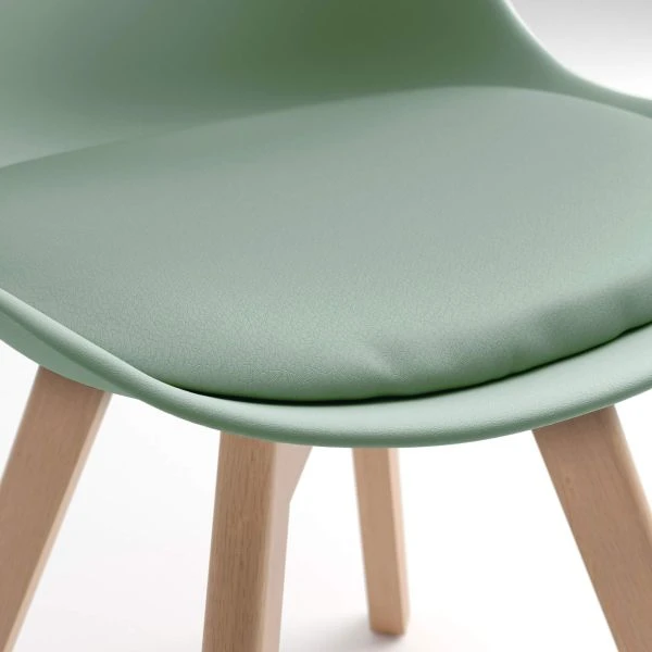 Set de 4 scaune verde salvie cu picioare din lemn de fag - GRETA [2]