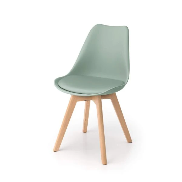 Set de 4 scaune verde salvie cu picioare din lemn de fag - GRETA [3]