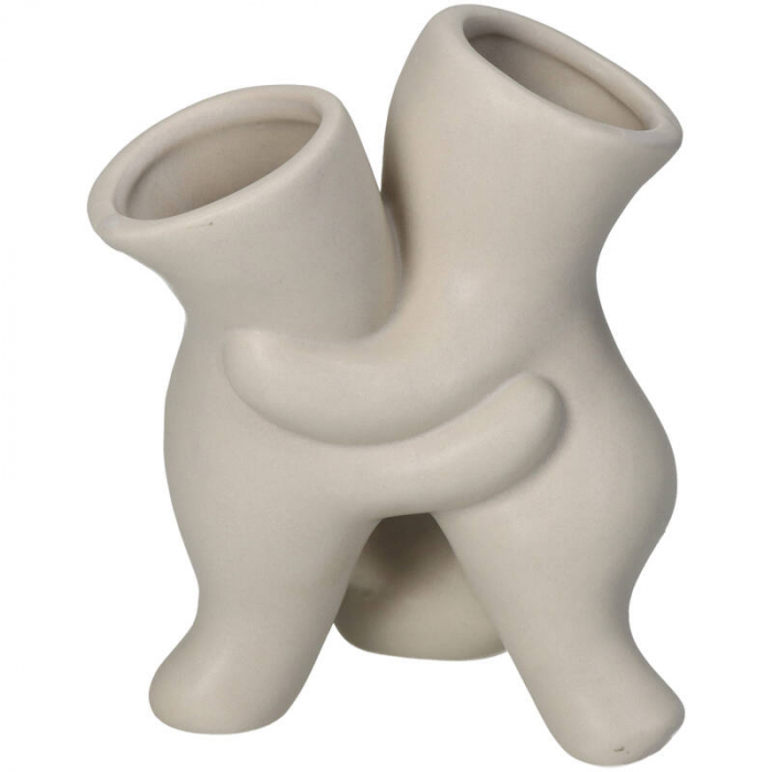 Vază decorativă, ceramică alb ivoire, 14x8x10cm - TONIC [3]