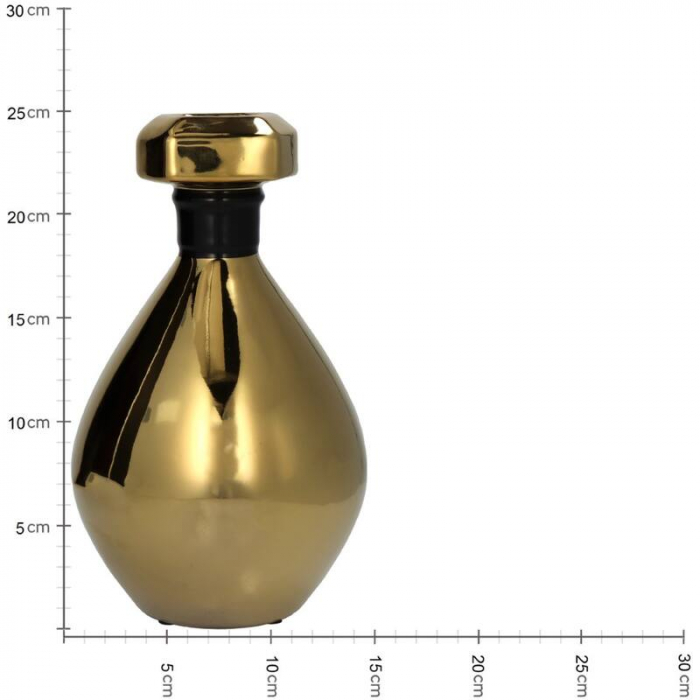 Vază din ceramică, aurie, 15x15x25cm - PARFUM [4]