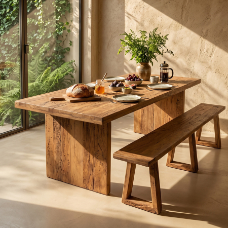 Noutati - Masa dining Farmwood Waterfall 240 cm din lemn masiv reciclat FSC