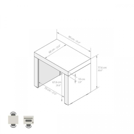 Birou, 90 cm, melaminat-laminat, gri beton - EVOLUTION [3]
