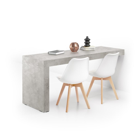 Home Office - Birou, 180 cm, melaminat-laminat, beton gri, cu un singur picior, sistem de montare pe perete - EVOLUTION