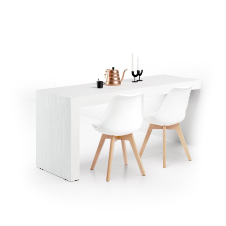 Birou, 180 cm, melaminat-laminat, frasin alb, cu un singur picior, sistem de montare pe perete - EVOLUTION