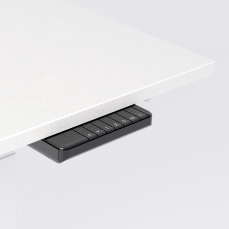 Birou cu înălțime ajustabilă electric, cu structură metalică albă și blat din melamină, alb beton, 120x80 - CLARA [2]