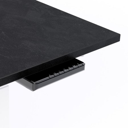 Birou cu înălțime ajustabilă electric, cu structură metalică albă și blat din melamină, negru beton, 120x80 - CLARA [2]