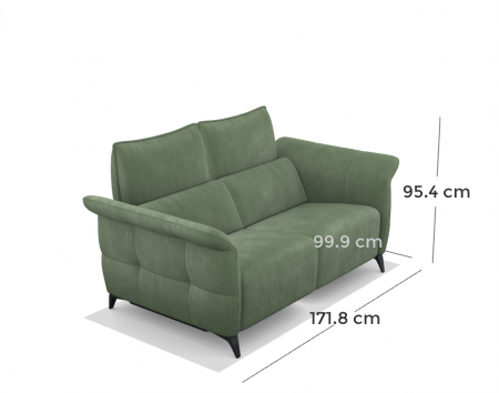Canapea cu recliner 2 locuri, acționare electrică, verde - CHALLENGER [4]