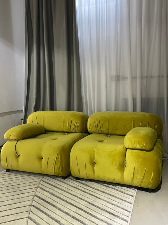 Canapele - Canapea, 2 locuri, tapițată în catifea, lime - CAMEL