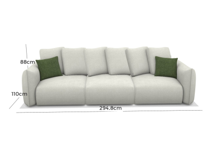 Canapea 4 locuri ivoire, perne deco verzi - DIXON [3]