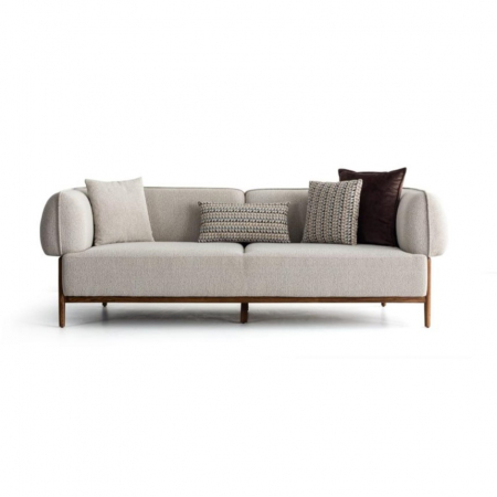 Mobila living - Canapea 3 locuri, finisaj nuc, textil ivoire - LUGO2