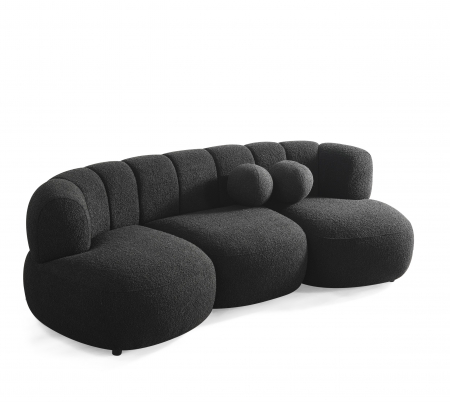 Canapele - Canapea, 3 locuri, material textil boucle negru - DESIRE