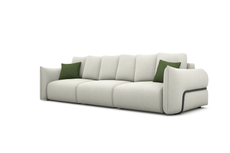 Canapea 4 locuri ivoire, perne deco verzi - DIXON [1]