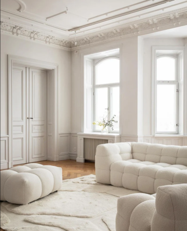 Canapea fixă, textil bouclé ivoire- MICHELIN [2]