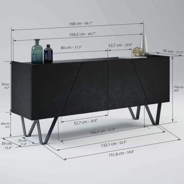 Comoda cu aspect de ciment negru - EMMA [3]