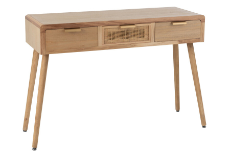 Comode hol - Consolă cu 3 sertare, ratan natural, 117.5x40.5xH77.5 cm - PAULOWNIA C