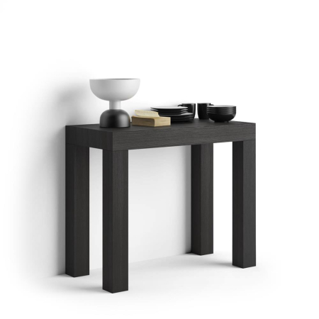 Console extensibile - Consolă extensibilă din melamină cu aspect de frasin negru - FIRST