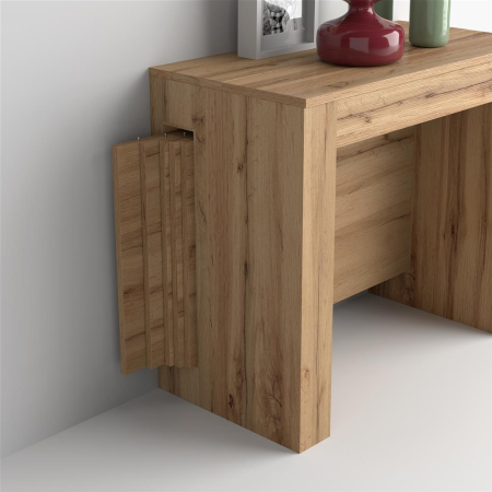 Consolă extensibilă din melamină, cu spațiu de depozitare, stejar rustic - EASY [1]