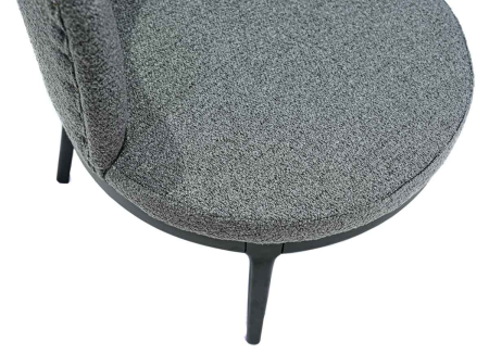Fotoliu din lemn negru, tapițat în material textil boucle gri - DEFNE [3]