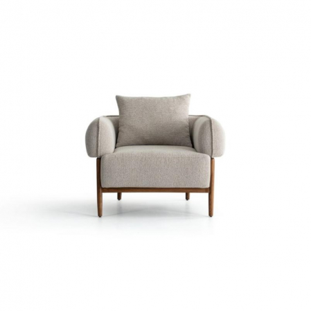 Fotoliu, finisaj nuc, textil ivoire - LUGO1 [1]