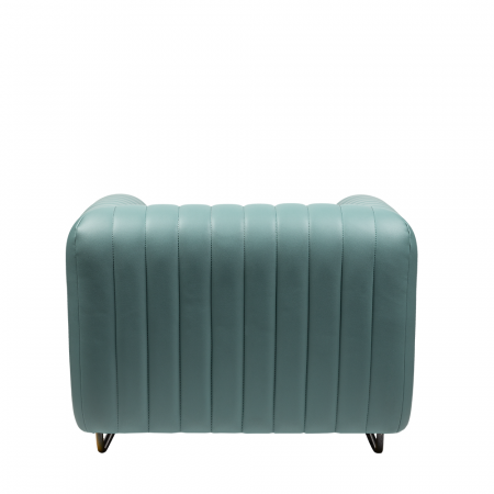 Fotoliu metalic auriu, tapițat în piele ecologică - MADRID [1]