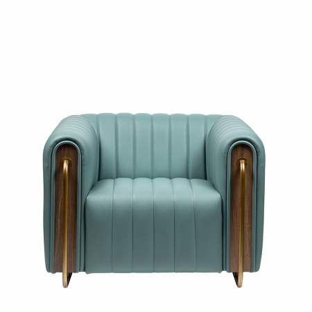 Fotoliu metalic auriu, tapițat în piele ecologică - MADRID [2]