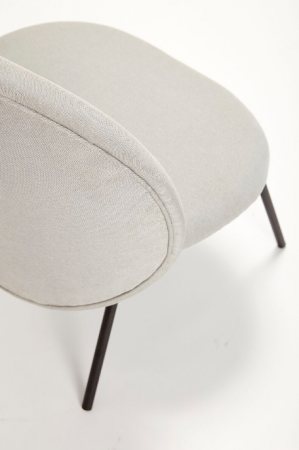 Fotoliu metalic negru, tapițat în material textil gri - GATHER [3]