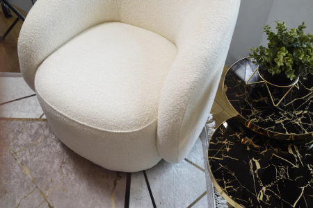 Fotoliu tapițat în textil boucle, ivory - LISABONA [2]