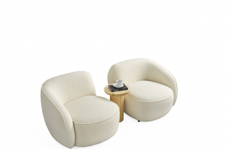 Set 2 fotolii, textil boucle ivory Oscarre - LISABONA