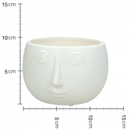 Ghiveci pentru flori, ceramică albă, 10x16x17cm -  FACE [3]