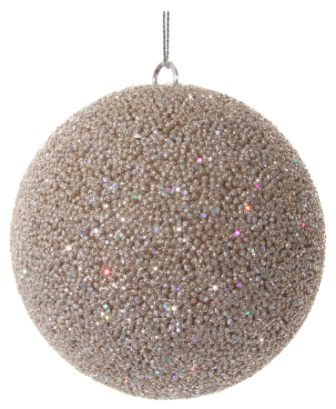 Noutati - Glob minge de mărgele cu sclipici, șampanie, 10 cm