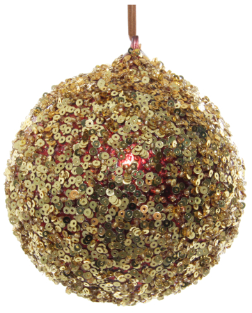 Noutati - Glob minge de sticla cu paiete, auriu, 10 cm