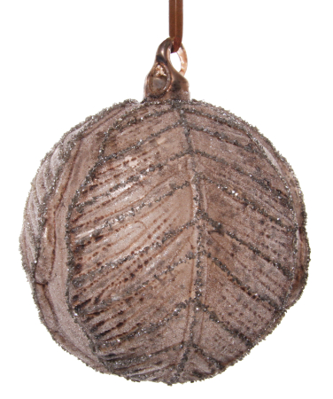 Noutati - Glob minge din frunze de sticla, gri antichizat, 10 cm