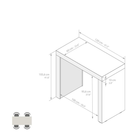 Masă de bar, 120 cm, înălțime 105.6 cm, structură din melamină, culoare frasin negru - EVOLUTION [2]