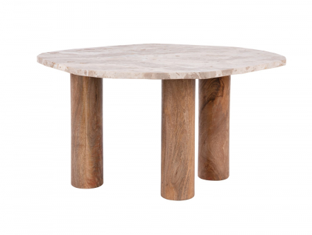 Noutati - Masă de cafea, lemn și marmură, 50x40cm -  ORGANIC