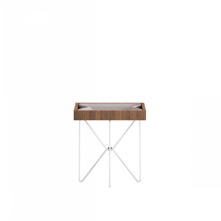 Designers' Choice - Masă de cafea pătrată, picioare metalice crom, blat MDF furniruit și vopsit - KILIG