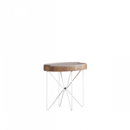 Designers' Choice - Masă de cafea ovală, picioare metalice crom, blat MDF furniruit și vopsit - KILIG