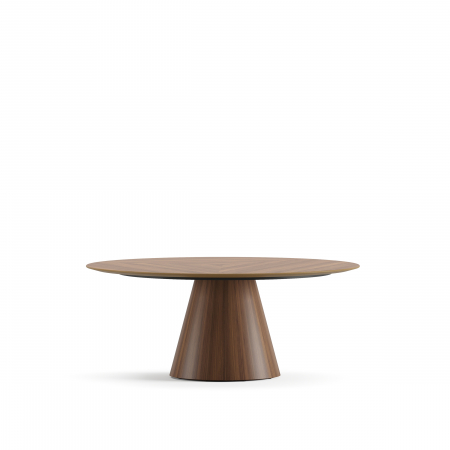 Designers' Choice - Masă de dining cu picior și blat din furnir cu aspect de nuc - TEAR 140